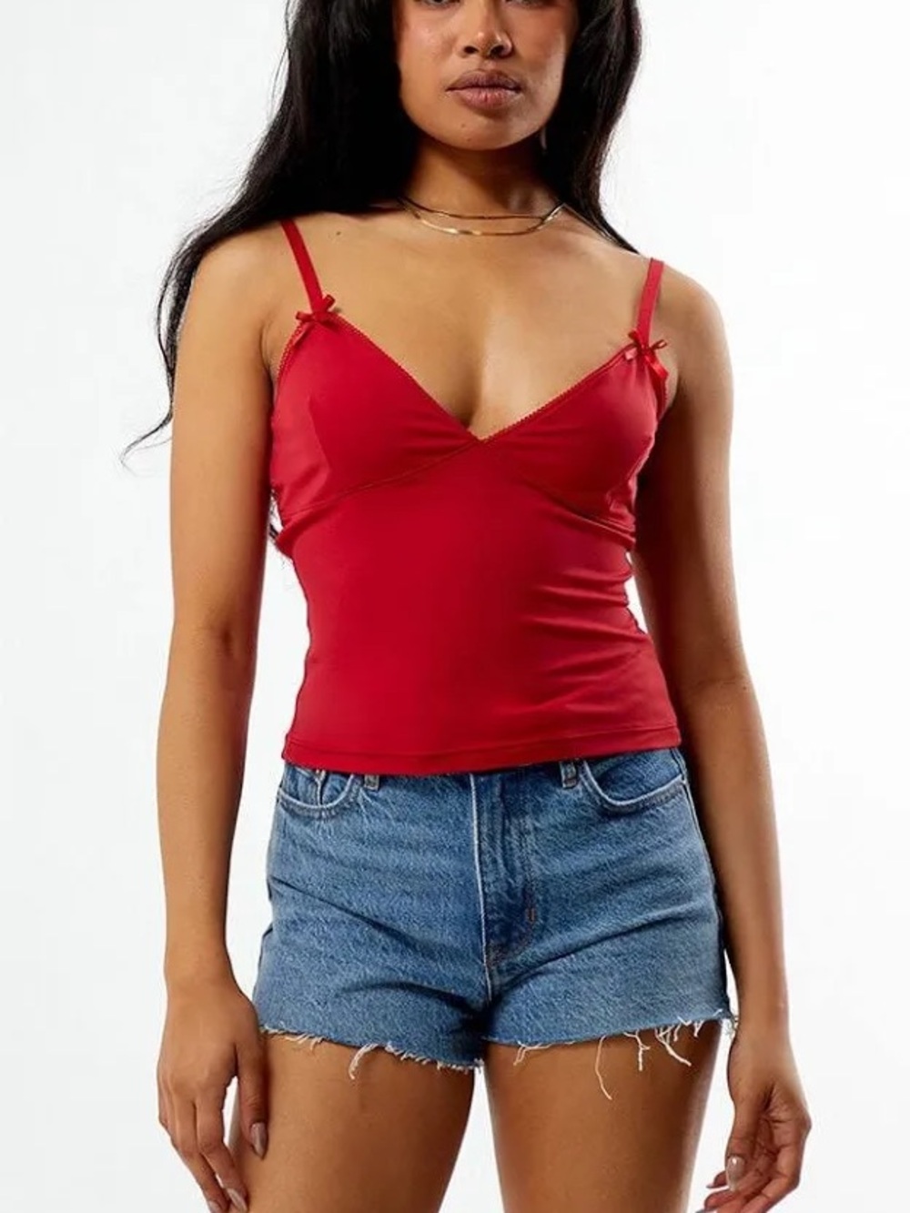 Pacsun Red Tank Top with Lace and Bow Detailing